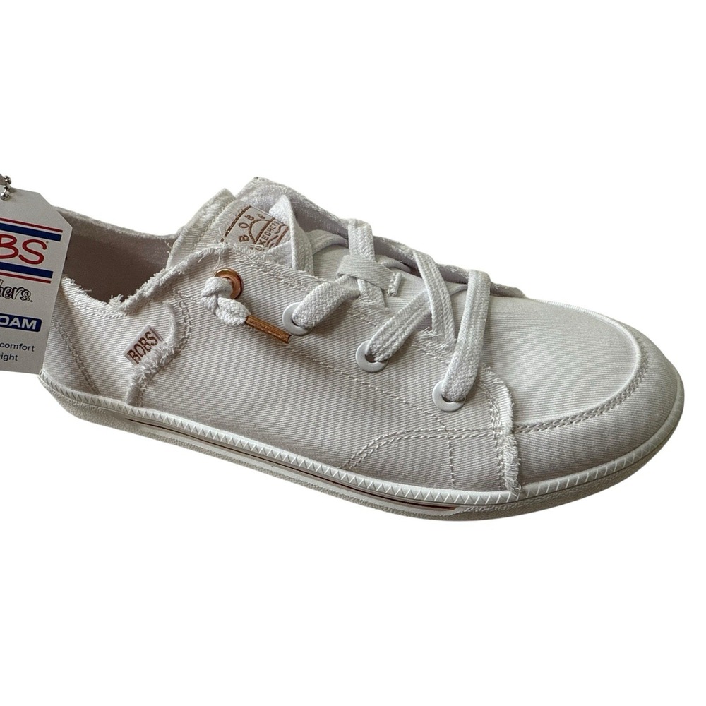 Skechers Bobs Womens Cute 2.0 White Canvas Low Sneakers Shoes Sz 9.5 - Picture 8 of 10